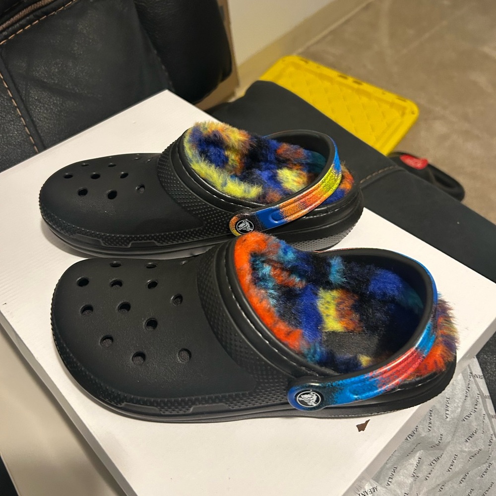 UGG Black Mules with Colorful Fuzzy Lining